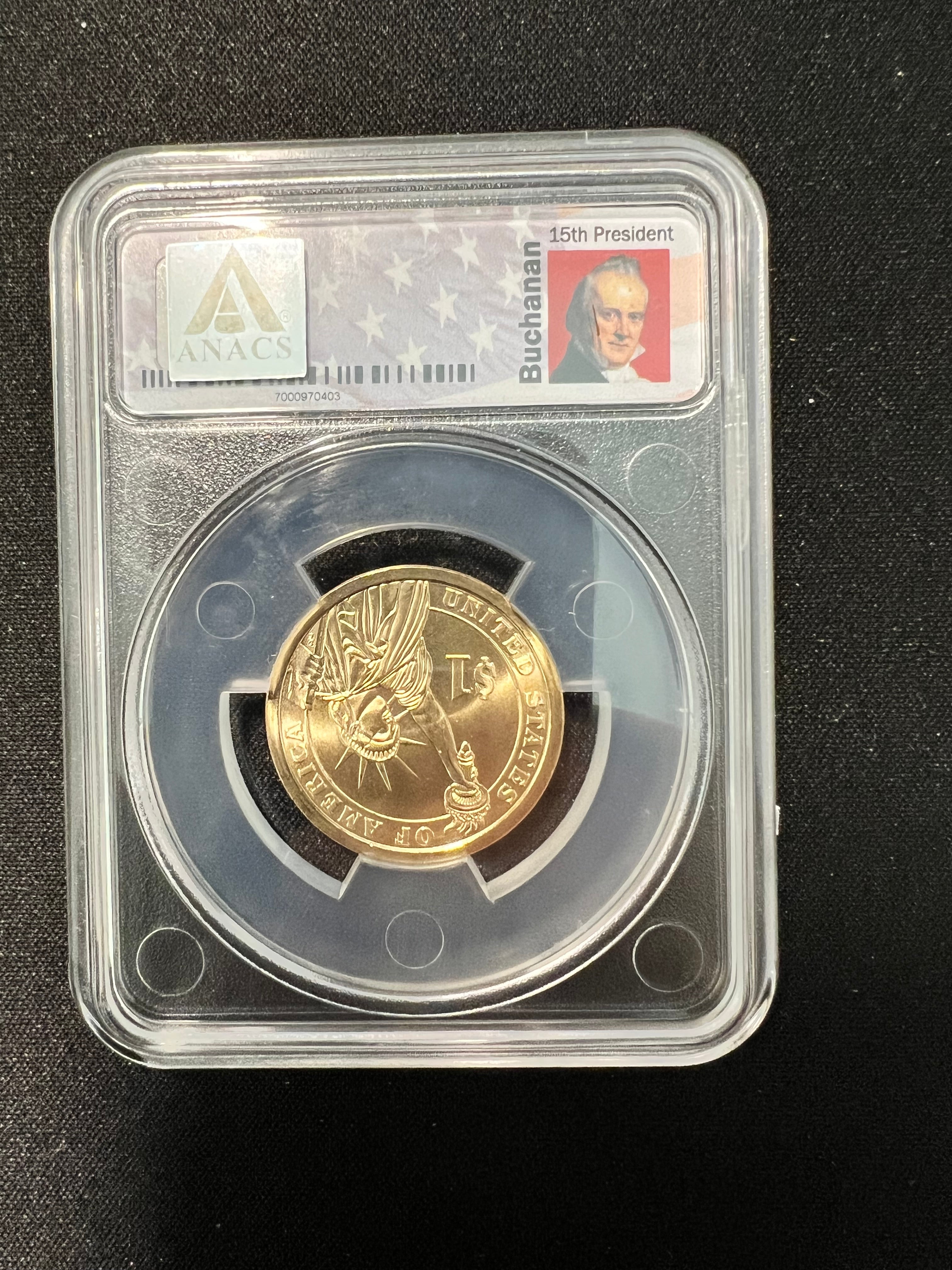 2010 -D $1 Buchanan ANCS SP67 Presidential Dollar Satin Finish