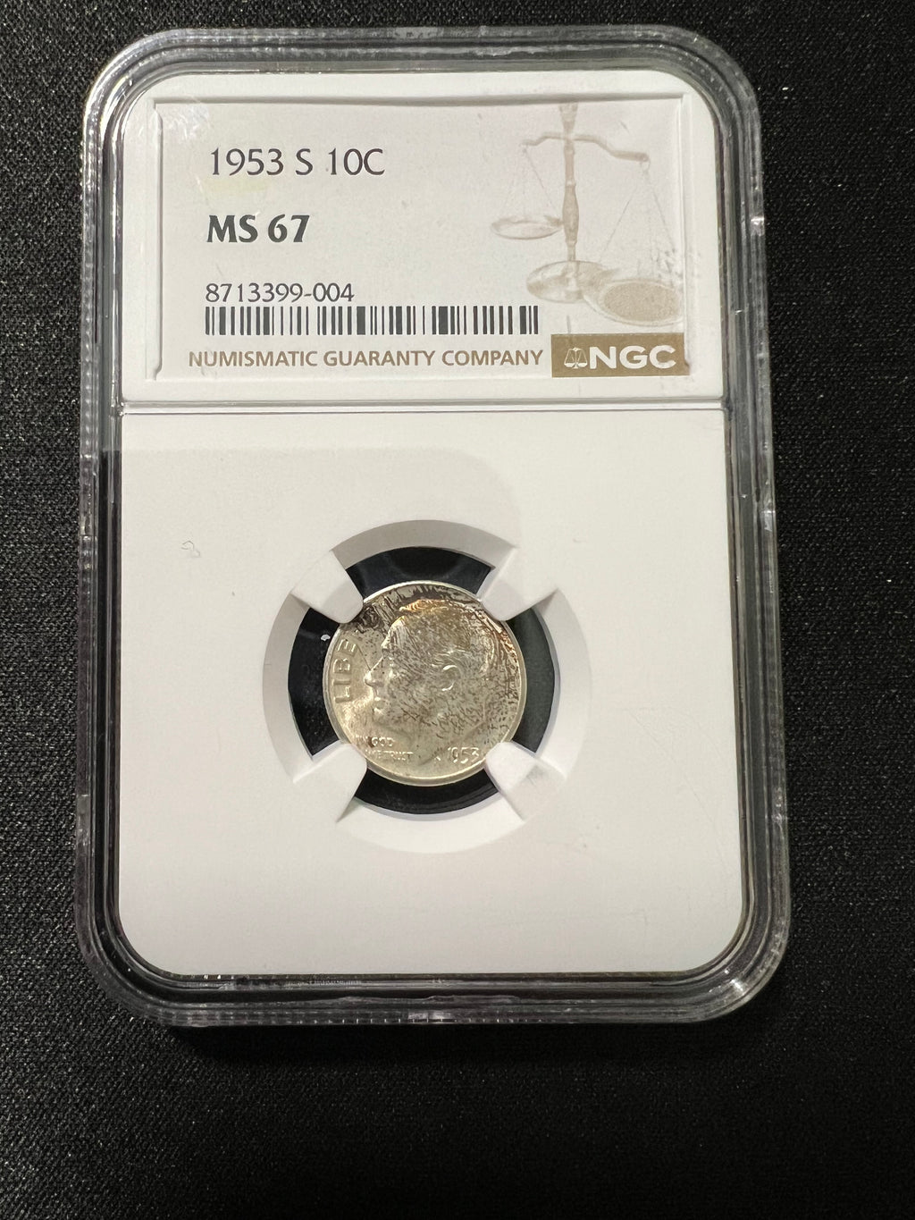 1953 S 10c MS67 Roosevelt Dime