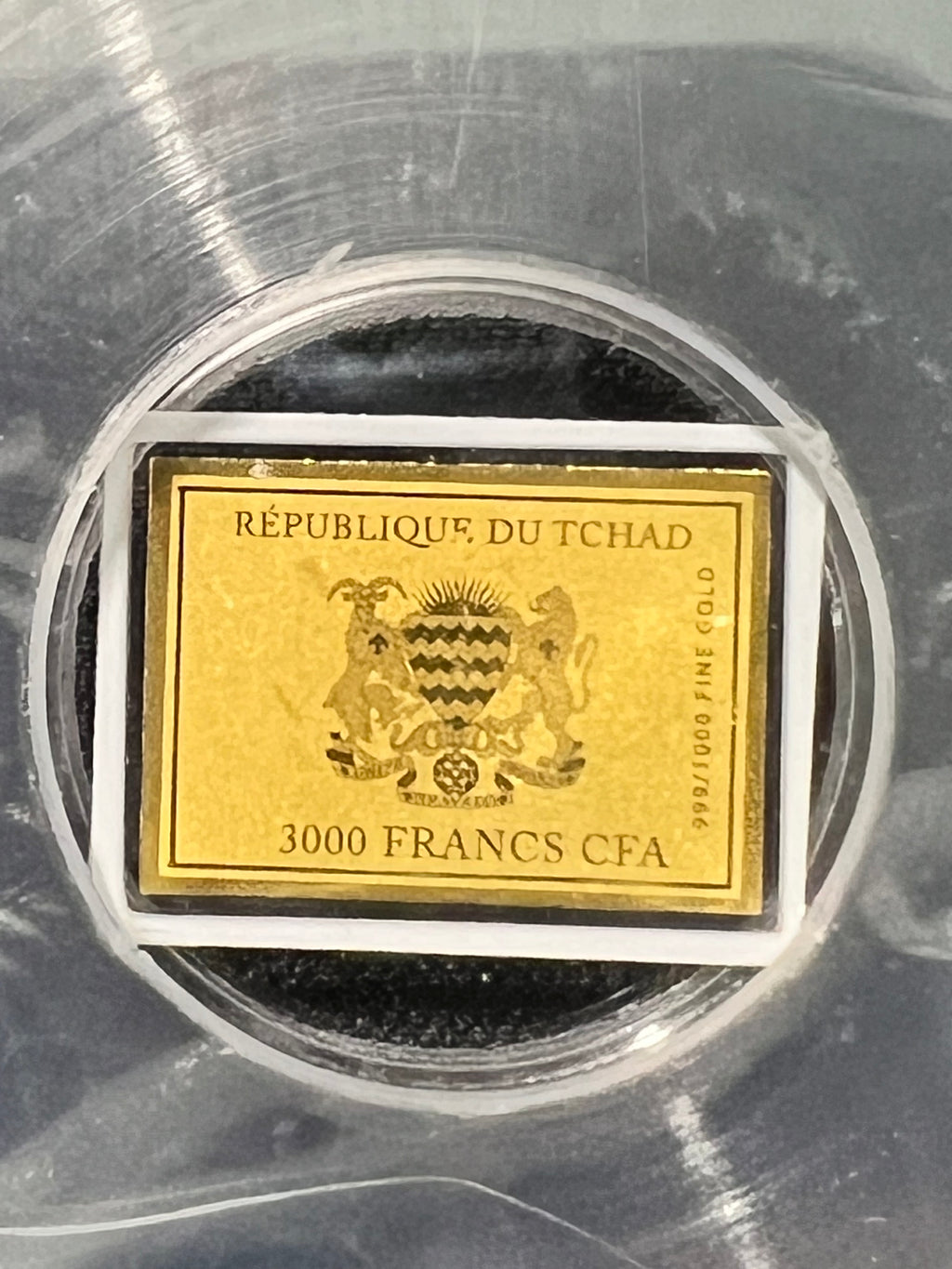 ICG MS70 3K Francs Republic of Chad .999 fine